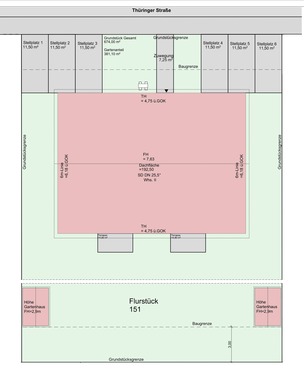 Grundstück Lage Haus/Stellplätze - Planung Variante 1 - 