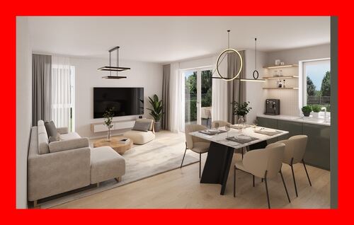 Visualisierung Wohn- & Esszimmer - Exklusive Neubauwohnungen - 259.000,00 EUR Kaufpreis, ca.  69,56 m² Wohnfläche