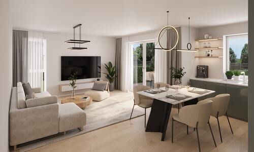 Visualisierung Wohn- & Esszimmer - 3 Zimmer Etagenwohnung zum Kaufen in Diekholzen