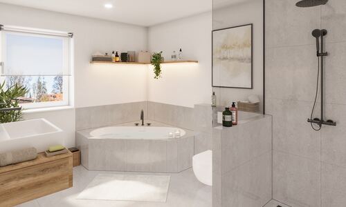 Visualisierung Badezimmer (OG) - Doppelhaushälfte mit 128,32 m² in Diekholzen zum Kaufen