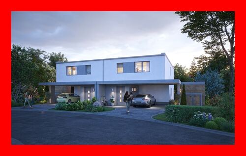 Außenvisualisierung Hausansicht - Exklusives Wohnen: Neubau-DHH in Söhre