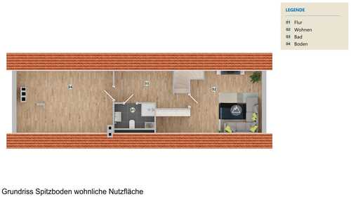 Spitzboden - wohnliche Nutzfläche - 