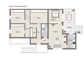 Grundriss Keller und Einliegerwohnung - 