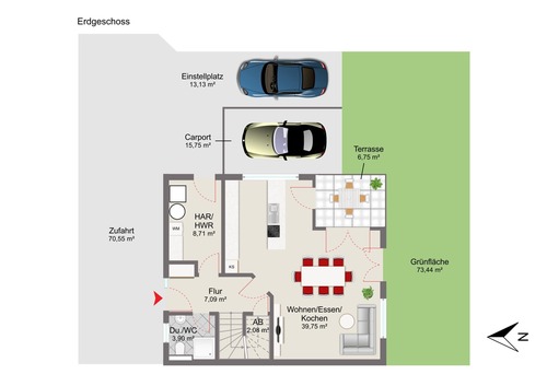 Erdgeschoss - 5 Zimmer Doppelhaushälfte in Sarstedt