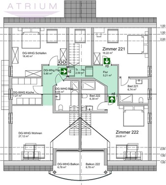MFH_Grundriss_DG - Apartmenthaus - Rückbaumöglichkeit zum 6-Familienhaus - gute Vermietbarkeit Nähe Schwäbisch Gmünd