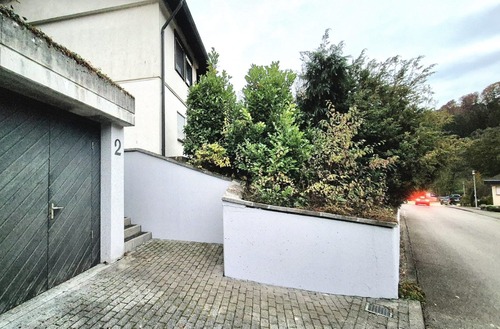 Außenansicht Eingang mit angrenzender Doppelgarage - 