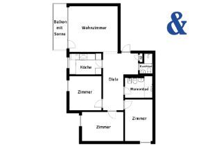 Grundriss - Ihr neues Zuhause in Lannesdorf: Modernisierte 4-Zimmer-Eigentumswohnung mit zwei neuen Bädern und Balkon.