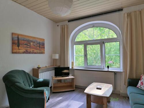 TV im Wohnzimmer - (EF1138_M) Jena: West, neu möblierte 2-Zimmer-Wohnung mit Balkon, Waschmaschine