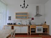 Blick zur Küchenzeile - (EF1148_M) Dresden: Blasewitz, möbliertes Hochparterre-Apartment mit Wohnküche und Balkon, PKW-Stellplatz