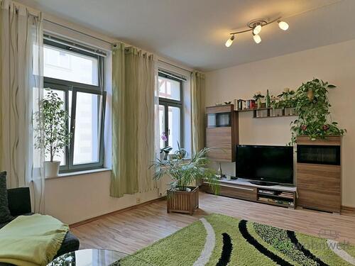 Anbauwand mit TV - (EF0629_M) Erfurt: Altstadt, möbliertes 2-Zimmer-Apartment mit Gäste-WC direkt in der City, TG-Stellplatz, WLAN, Service