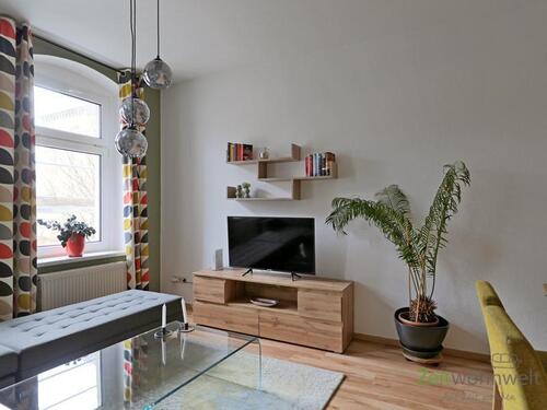 Blick zum TV - 2 Zimmer Etagenwohnung in Chemnitz
