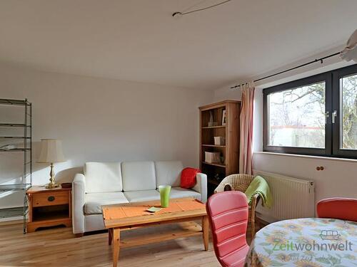 Blick ins Wohnzimmer - (EF0768_M) Dresden: KleinpestitzMockritz, hell und im Sommer kühl! möbliertes Souterrain-Apartment zum grünen Garten