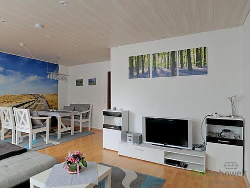 Blick ins Wohnzimmer - (EF0823_M) Kassel-Landkreis: Schauenburg, preiswertes möbliertes Apartment mit Terrasse und separatem Eingang, WLAN