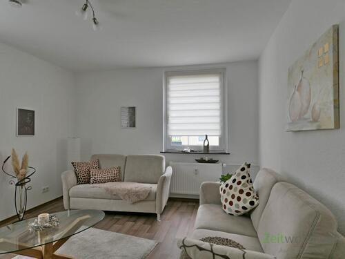 Blick ins Wohnzimmer - (EF1073_M) Kassel-Stadt: Fasanenhof, hübsche, neu möblierte Wohnung mit Terrasse in ruhiger Seitenstraße