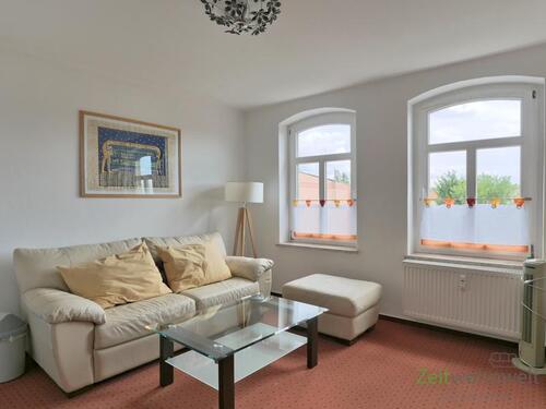 Blick ins Wohnzimmer - (EF1391_M) Halle: Ammendorf-Beesen, möbliertes kleines 2-Zimmer Apartment, Aufzug im Haus, USt auweisbar