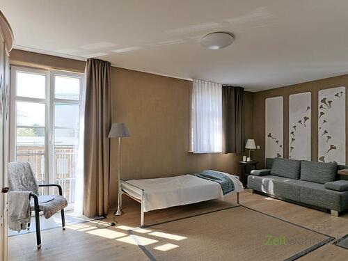 Blick in den Wohnraum - (EF0551_M) Erfurt: Krämpfervorstadt, neu gebautes Apartment mit Schreibtisch und WLAN