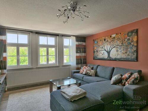 Blick ins Wohnzimmer - (EF0787_M) Erfurt: Altstadt, neu möblierte 2-Zimmer-City-Wohnung direkt am Domplatz, PKW-Stellplatz inklusive