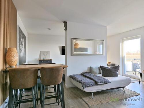 Blick in das Apartment - (EF1274_M) Magdeburg: Irxleben, möbliertes Luxusapartment im 2.Obergeschoss, mit Aufzug, Balkon und PKW-Stellplatz