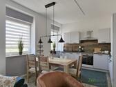 Blick zur Küche mit Esstisch - 4 Zimmer Etagenwohnung in Irxleben