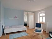 breites Bett und Kleiderschrank - 2 Zimmer Etagenwohnung in Wachau