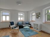 Blick ins helle Wohnzimmer - (EF0994_M) Dresden: Wachau, neu möblierte Wohnung mit separatem Hauseingang im OT Leppersdorf, nahe zur A4
