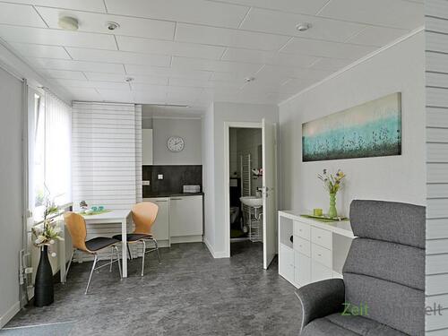 Blick zu Küche und Bad - 1 Zimmer Etagenwohnung zur Miete in Erfurt