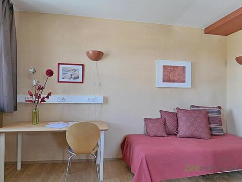 Blick in den Wohnraum - (EF0853_M) Erfurt: Krämpfervorstadt, neu möbliertes Mini-Apartment, Schreibtisch und WLAN inklusive