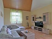 Blick ins Wohnzimmer - (EF0750_M) Zwickau: Crossen, ruhiges Wohnhaus mit Garten, neu renovierte und neu möblierte 2-Zimmer-Wohnung, WLAN