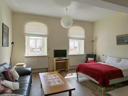 Blick in den Wohnraum - (EF1313_M) Weimar: Oßmannsstedt, großzügiges möbliertes Apartment mit Freisitz und PKW-Stellplatz