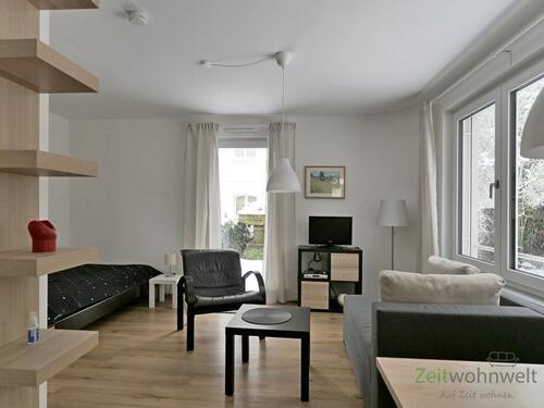 Blick in den Wohnraum - (EF1001_M) Kassel-Stadt: Bad Wilhelmshöhe, hübsches, neu möbliertes Apartment mit Stellplatz, Terrasse, Waschmaschine
