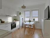 Blick in die Wohnküche - (EF0979_M) Kassel-Stadt: Kirchditmold, neu möblierte Wohnung mit Parkettböden, WLAN