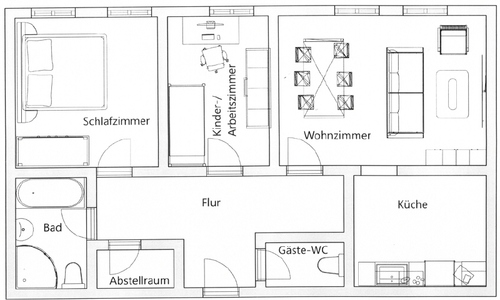 Grudriss WE 18 - 3 Zimmer 3- Zimmerwohnung zur Miete in Ohrdruf