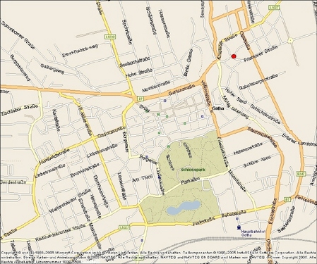 Auszug aus der Straßenkarte - Tiefgaragenstellplatz in Gotha