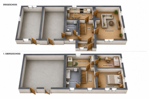 3D Grundrisse - Großzügiges Wohnhaus mit viel Platz & Entwicklungsmöglichkeiten zur Miete