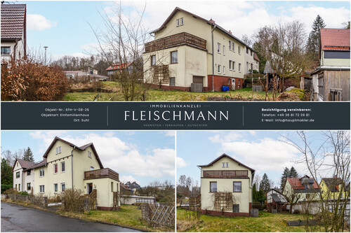 Hausansicht - DHH mit 197 m² & 7 Zimmern – Ihr Sanierungsprojekt in Suhl