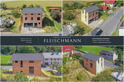 Außenansicht aktueller Rohbauzustand - Ihr Haus, Ihre Ideen – EFH-Rohbau mit Doppelgarage auf großzügigem Grundstück