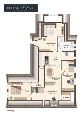 Grundriss WNG-M-03-23 - großzügige Wohnung, zentral und trotzdem ruhig