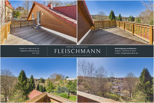 Ausblick von der Terrasse - Gepflegte 4-Zimmer-DHH in Suhl: 2 Bäder, EBK, Terrasse & Vollkeller – Sofort frei!