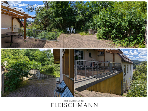 Terrassen um das Haus - 12 Zimmer Mehrfamilienhaus, Wohnhaus zum Kaufen in Steinbach-Hallenberg