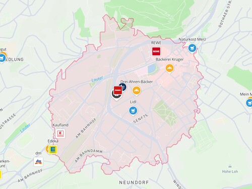 Lageplan Einkaufsmöglichkeiten - 