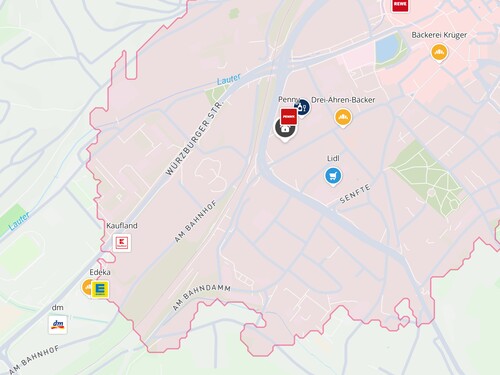 Lageplan Einkaufsmöglichkeiten - 