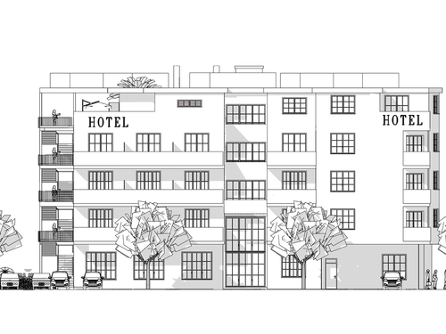 Hotel Außenansicht - Einzigartiger Bauplatz mit genehmigtem Hotel - Vielseitig nutzbar für attraktive Renditechancen