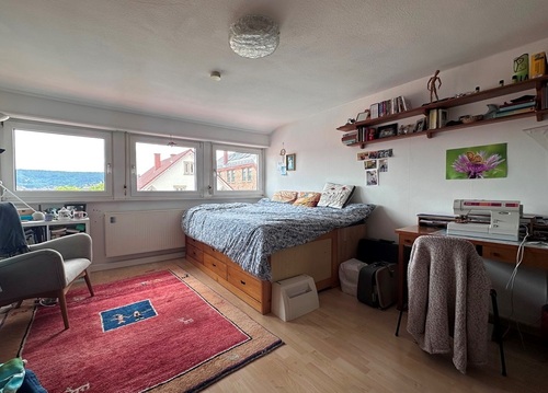 Wohnzimmer Teilansicht 1 - 3 Zimmer Dachgeschoßwohnung zum Kaufen in Stuttgart