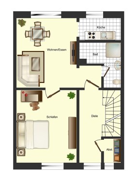 2 Zimmer Erdgeschoss - 
