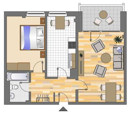 Foto - Wohnung zum Mieten in Düsseldorf 719,00 € 58.73 m²