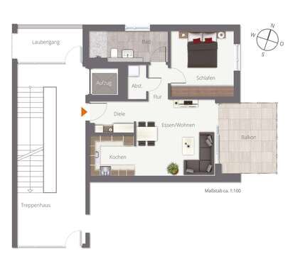 Foto - Wohnung zum Kaufen in Biberach 340.500,00 € 62.09 m²