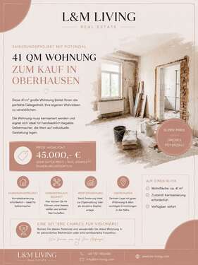 Foto - Wohnung zum Kaufen in Oberhausen 45.000,00 € 41 m²
