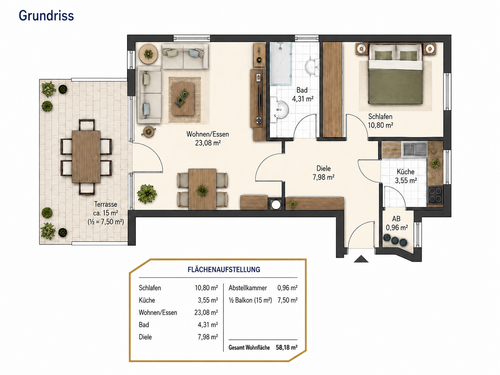 Foto - Wohnung zum Mieten in München 1.300,00 € 58.18 m²