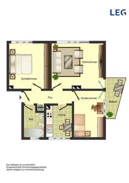 Foto - Wohnung zum Mieten in Bergkamen 509,00 € 62.98 m²