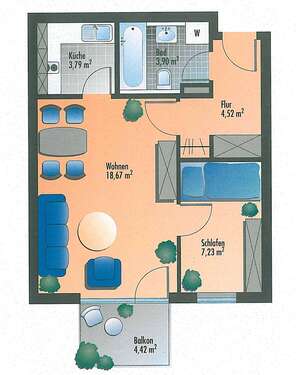 Foto - Wohnung zum Mieten in Regensburg 590,00 € 40 m²